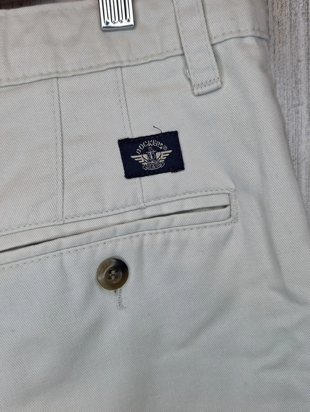 Dockers Loose Fit Pleated Chino Pants 36x30 Ivory Cream Vintage 90s